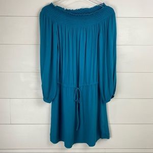 NEW On the Road Urban Outfitters Bianca lagoon off shoulder dress medium‎